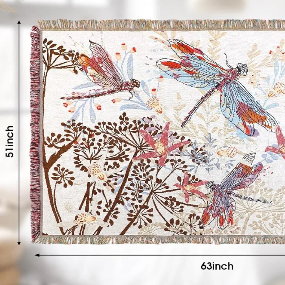 Vintage Dragonfly Blanket Sofa Throw